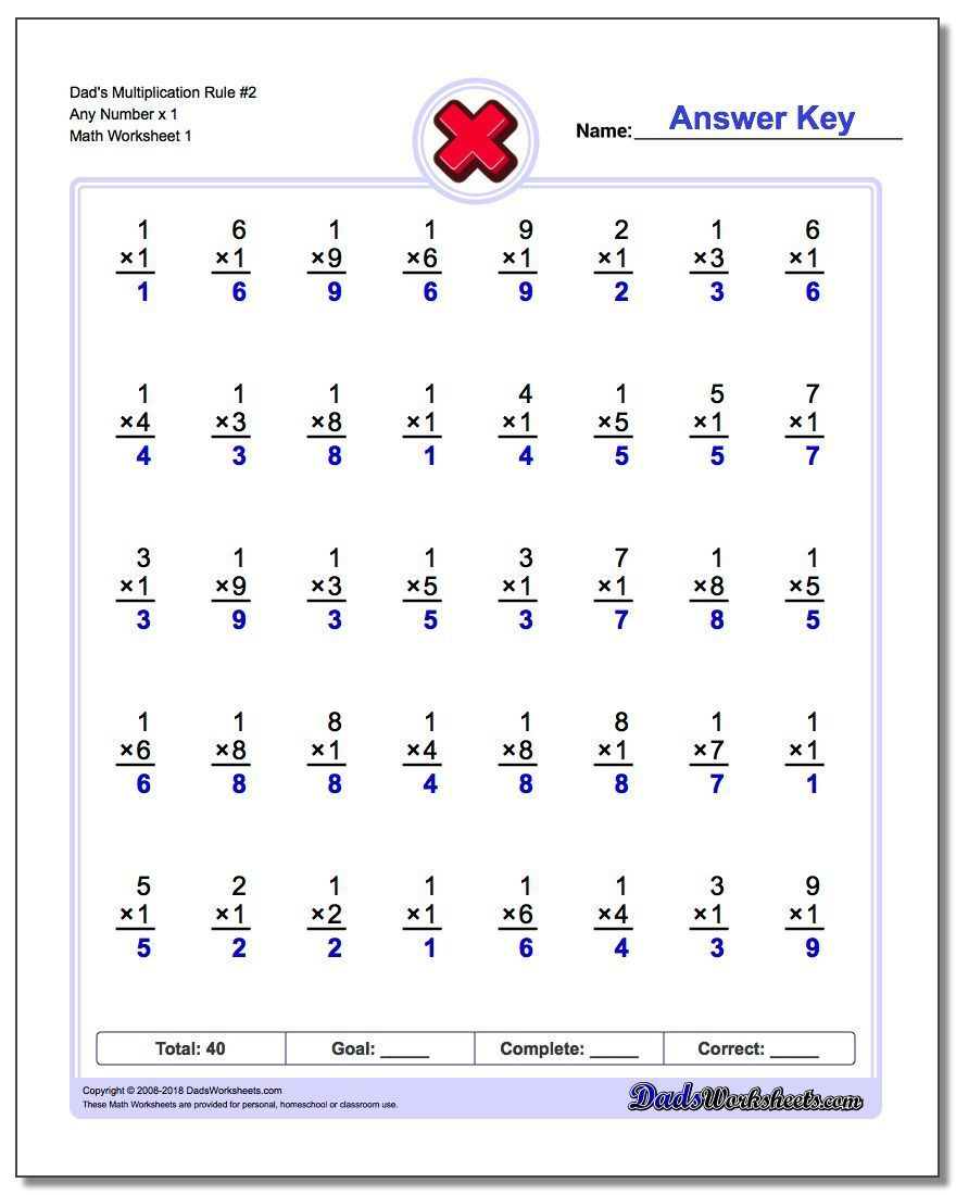 Multiplication Pdf Worksheets Drills