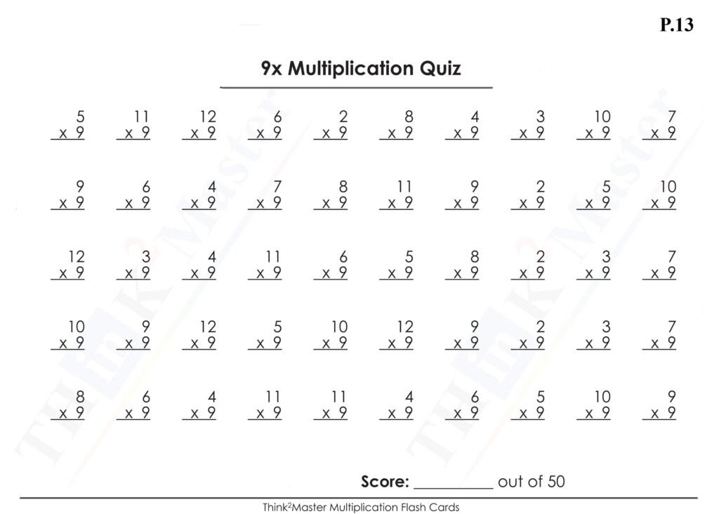 Free Printable 9X Multiplication Worksheet | Printable Inside Free Printable Multiplication Quiz 0 12