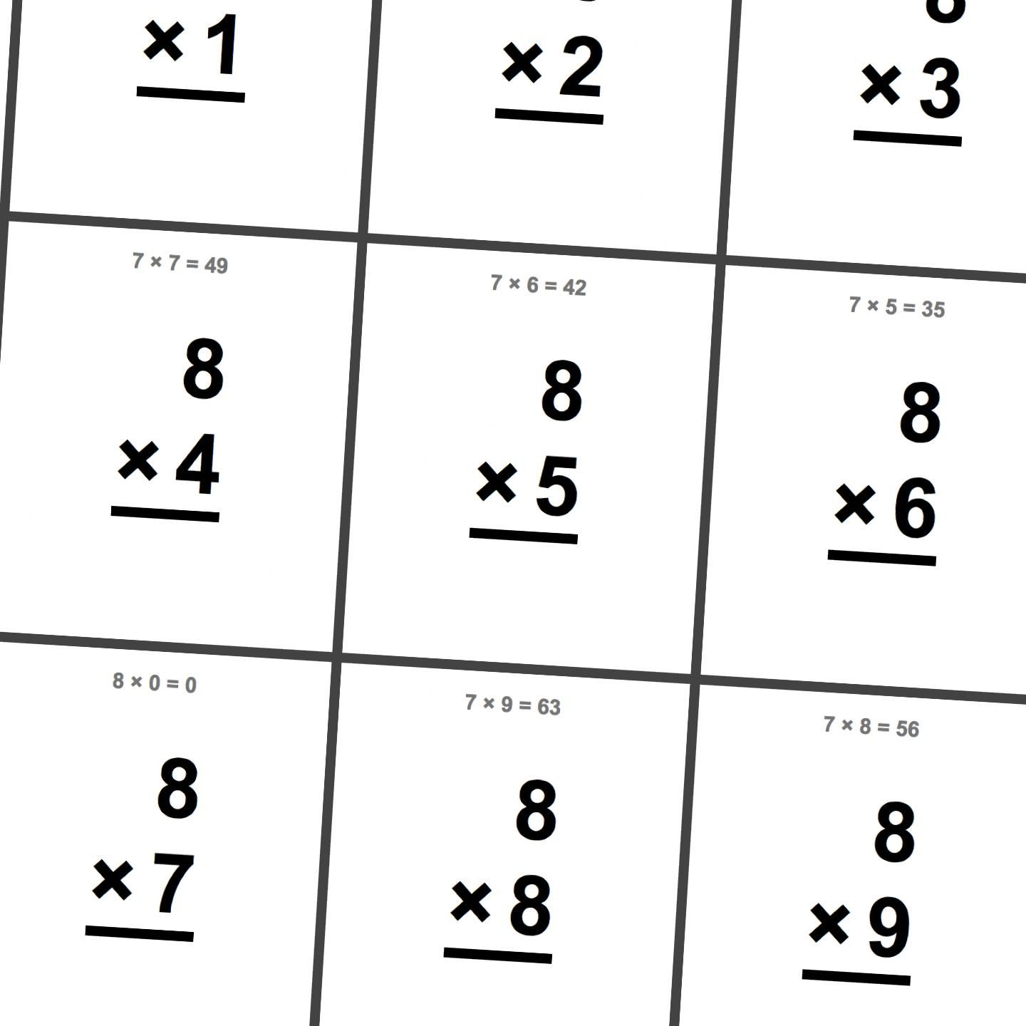 Free Printable Flash Cards For Multiplication Math Facts in Printable Multiplication Facts Cards