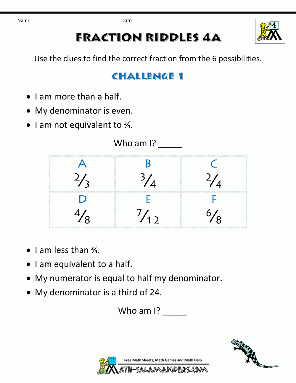 Free Printable Fraction Worksheets – Fraction Riddles (Harder) regarding Free Printable Multiplication Riddle Worksheets Free Printable Fraction Worksheets - Fraction Riddles (Harder) regarding Free Printable Multiplication Riddle Worksheets
