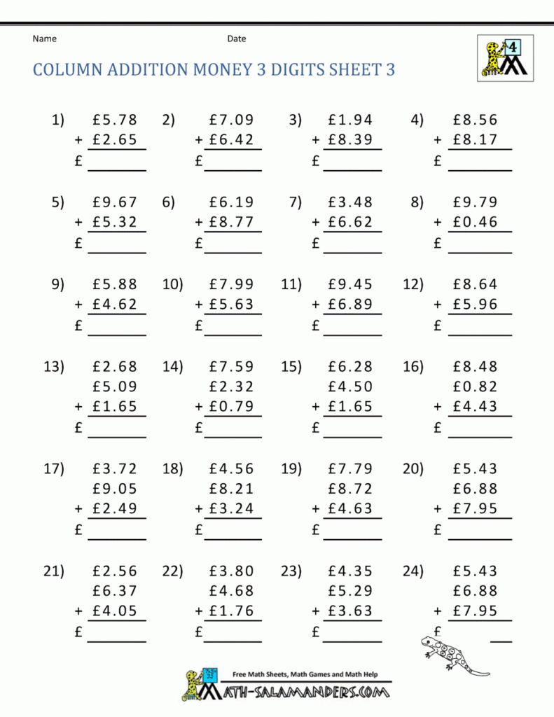 Free Printable Money Worksheets (£) with regard to Multiplication Worksheets Uk