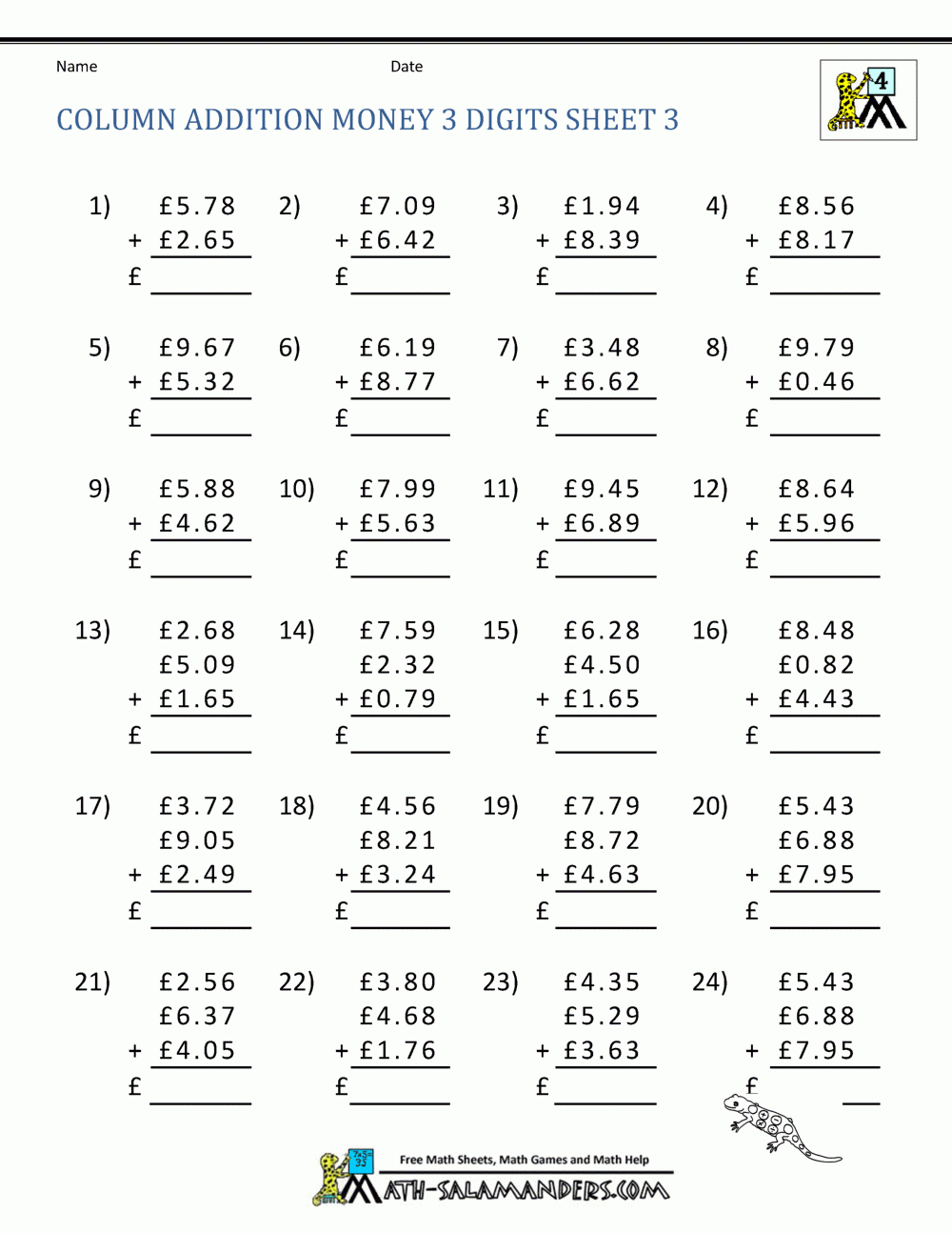 Free Printable Money Worksheets (£) with regard to Multiplication Worksheets Uk Free Printable Money Worksheets (£) with regard to Multiplication Worksheets Uk