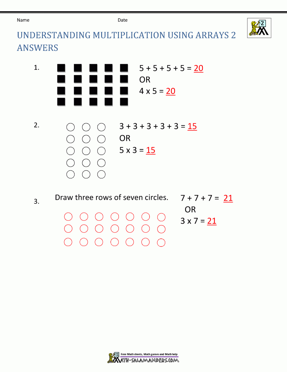 Free Printable Multiplication Worksheets 2Nd Grade within Multiplication Worksheets Using Area Model