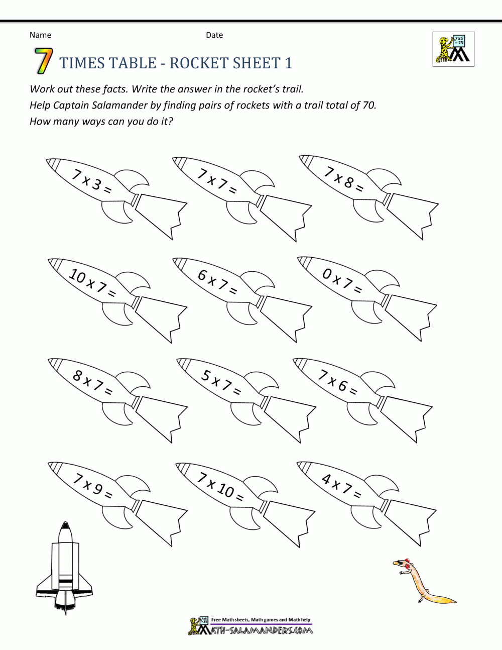 Free Times Table Worksheets - 7 Times Table for Multiplication Worksheets 6 And 7 Times Tables