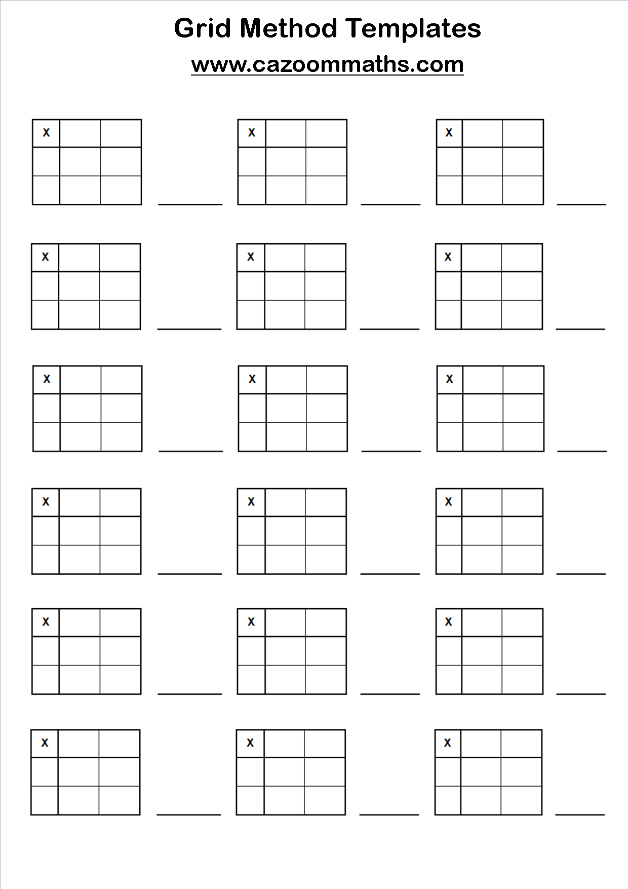 Grid Method Multiplication Worksheet Tu X Tu
