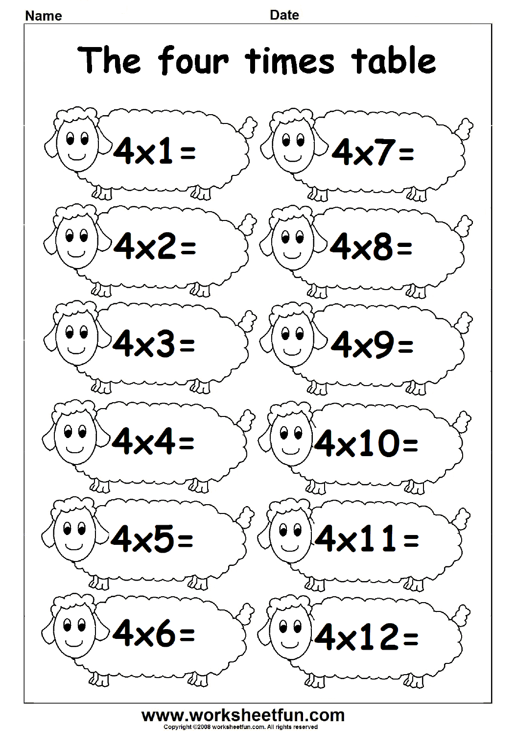 Fun Times Table Worksheets – 2, 3 & 4 | Fichas De Exercícios inside Multiplication Worksheets 4 Times Tables Fun Times Table Worksheets - 2, 3 & 4 | Fichas De Exercícios inside Multiplication Worksheets 4 Times Tables