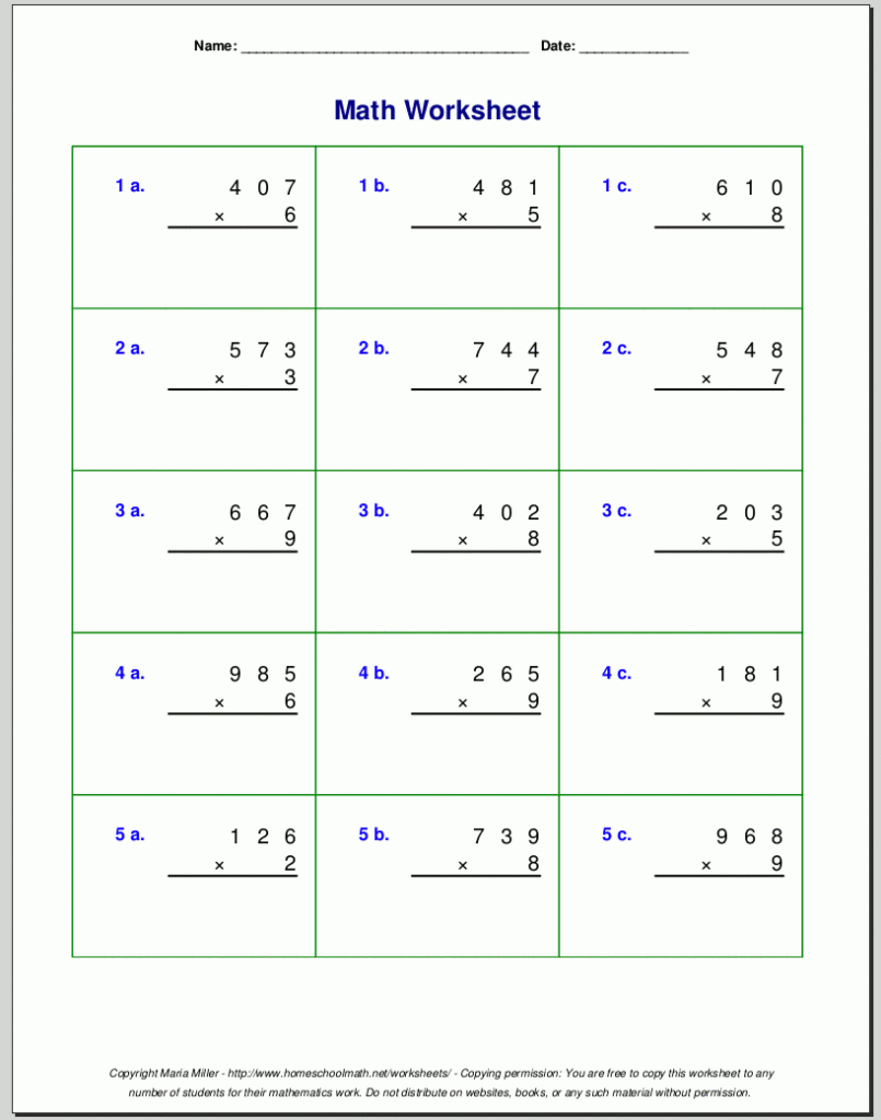 Grade 4 Multiplication Worksheets For Grade 4 Printable Multiplication Problems