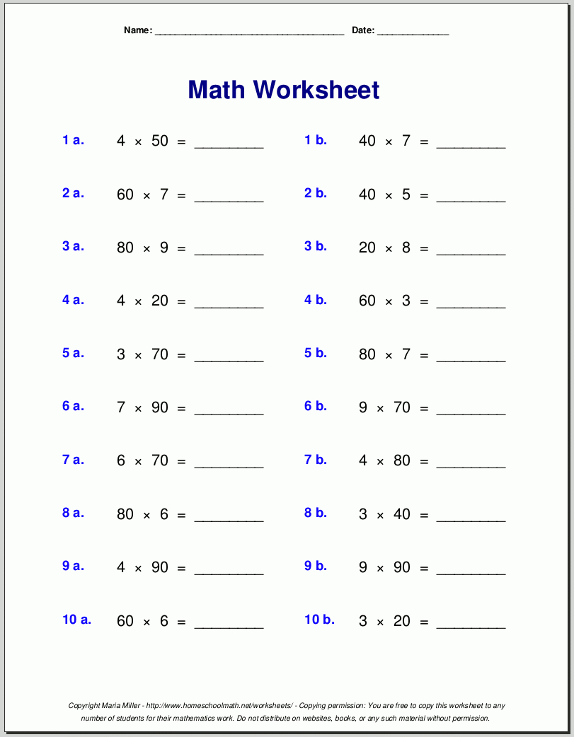 Grade 4 Multiplication Worksheets for Multiplication Worksheets 4 Digits By 2