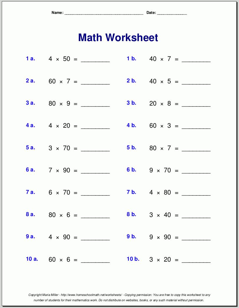 Grade 4 Multiplication Worksheets regarding Multiplication Worksheets 3 Digit By 1 Digit