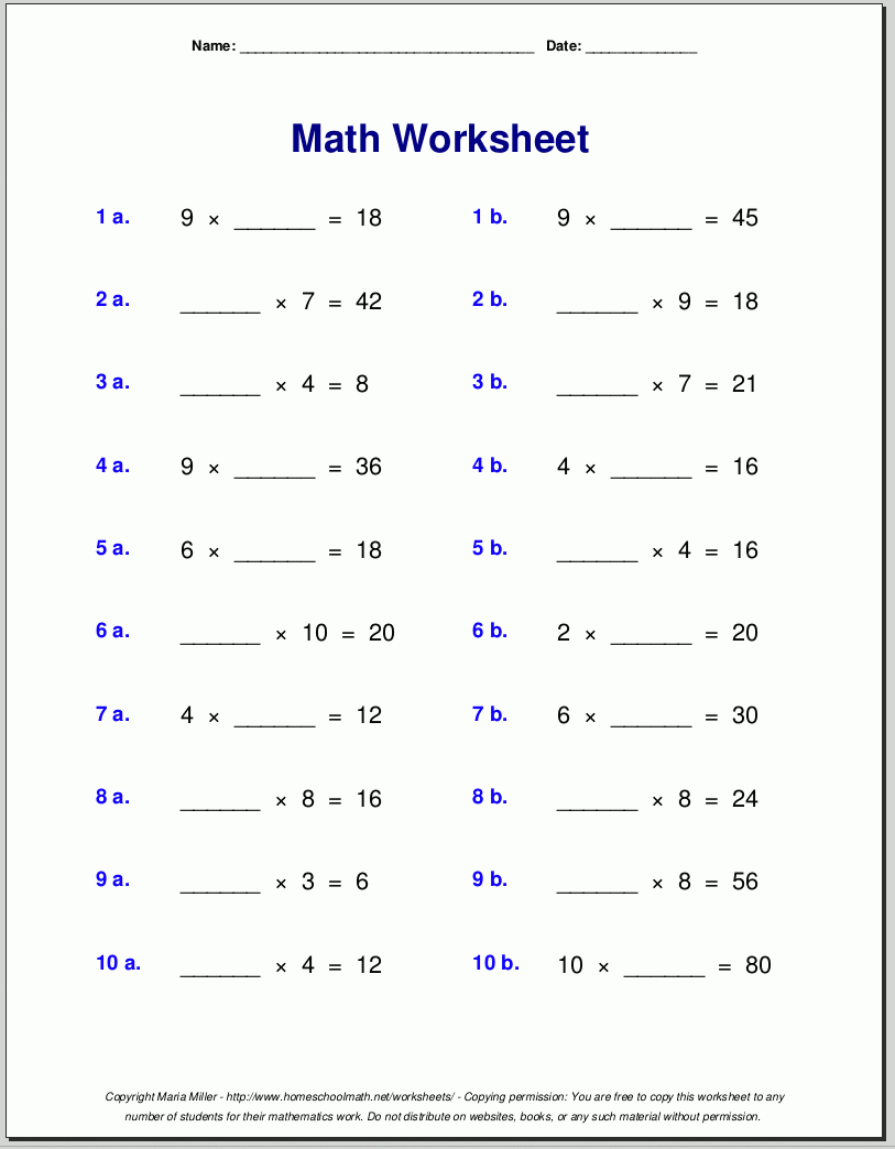 Grade 4 Multiplication Worksheets with regard to Printable 4's Multiplication Worksheets