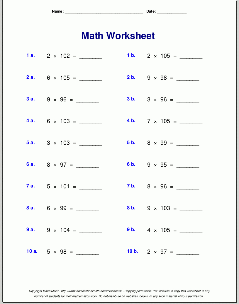 Grade 4 Multiplication Worksheets within Printable Multiplication Worksheets 4's