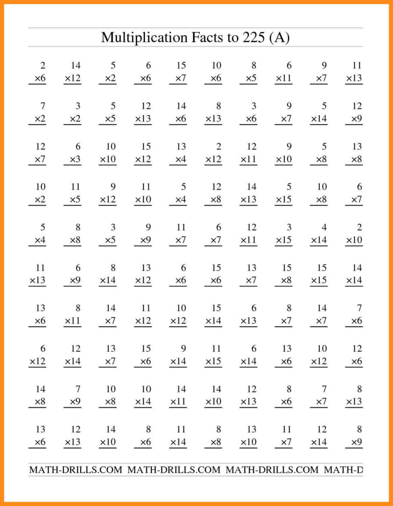 Grade 5 Multiplication Math Drill Worksheet | Printable In Printable Multiplication Math Facts