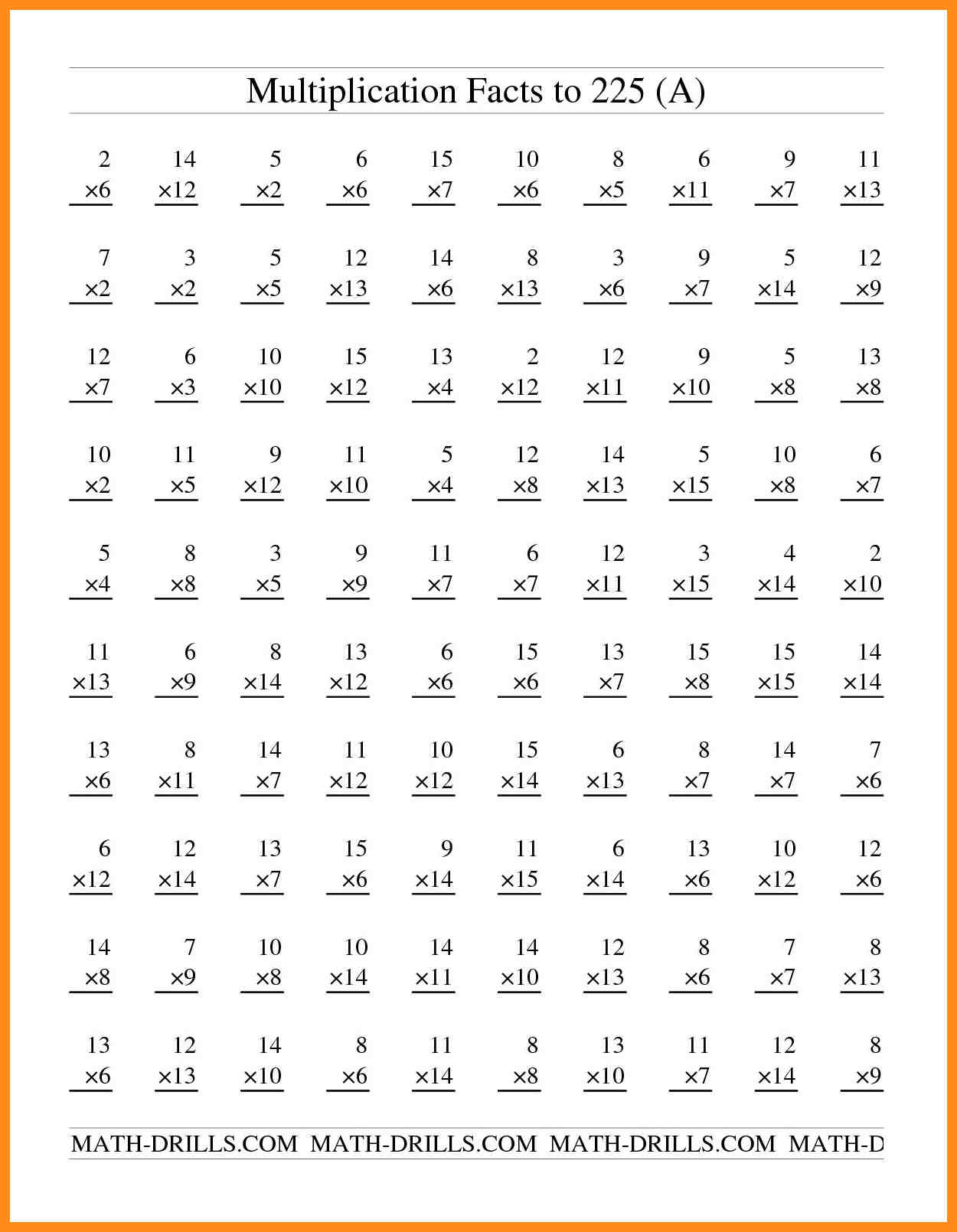 Grade 5 Multiplication Math Drill Worksheet | Printable in Printable Multiplication Math Facts