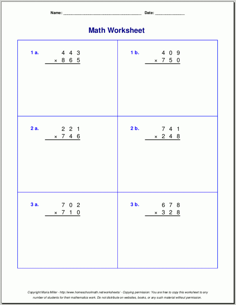 Grade 5 Multiplication Worksheets For Multiplication Printables 5Th Grade