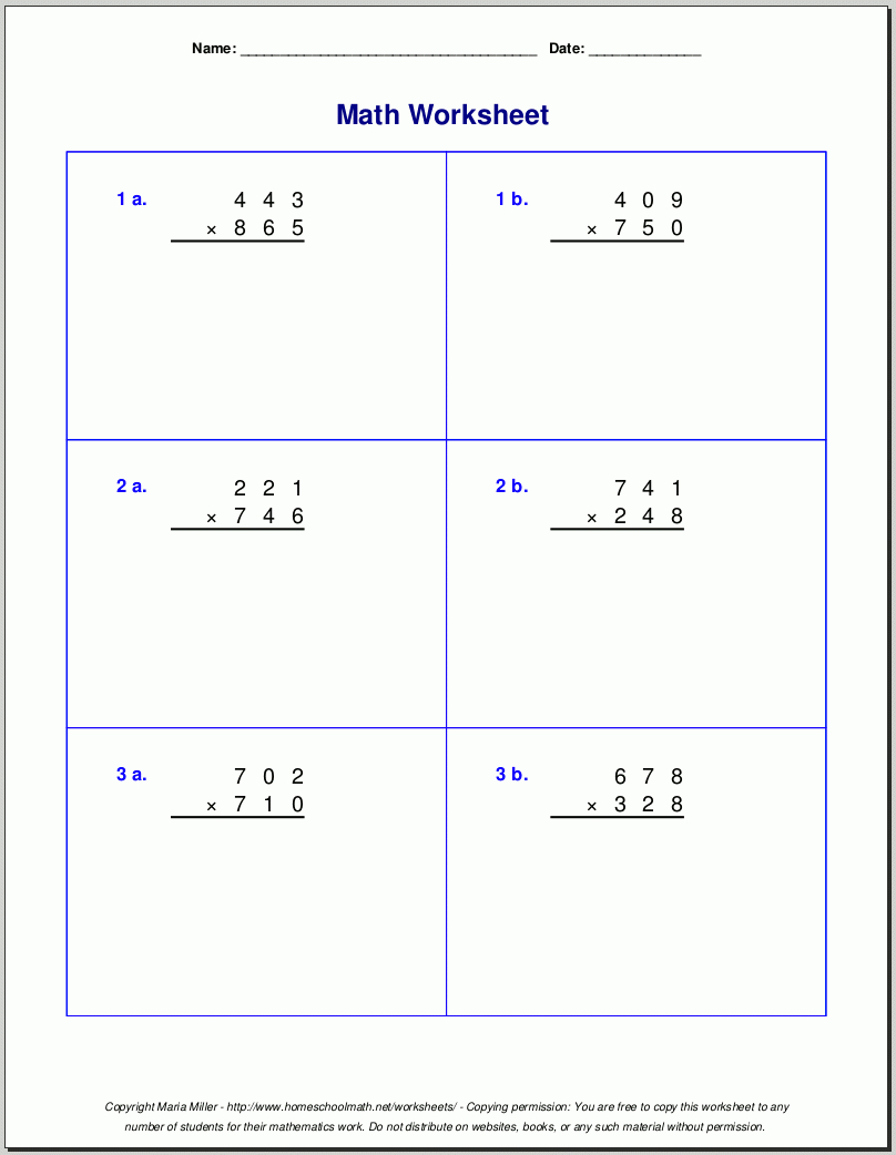 Grade 5 Multiplication Worksheets for Multiplication Printables 5Th Grade