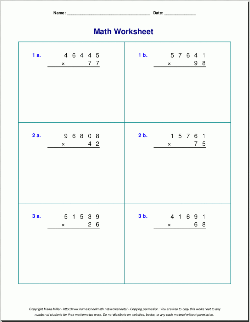 Grade 5 Multiplication Worksheets Inside Multiplication Worksheets Year 5 Pdf