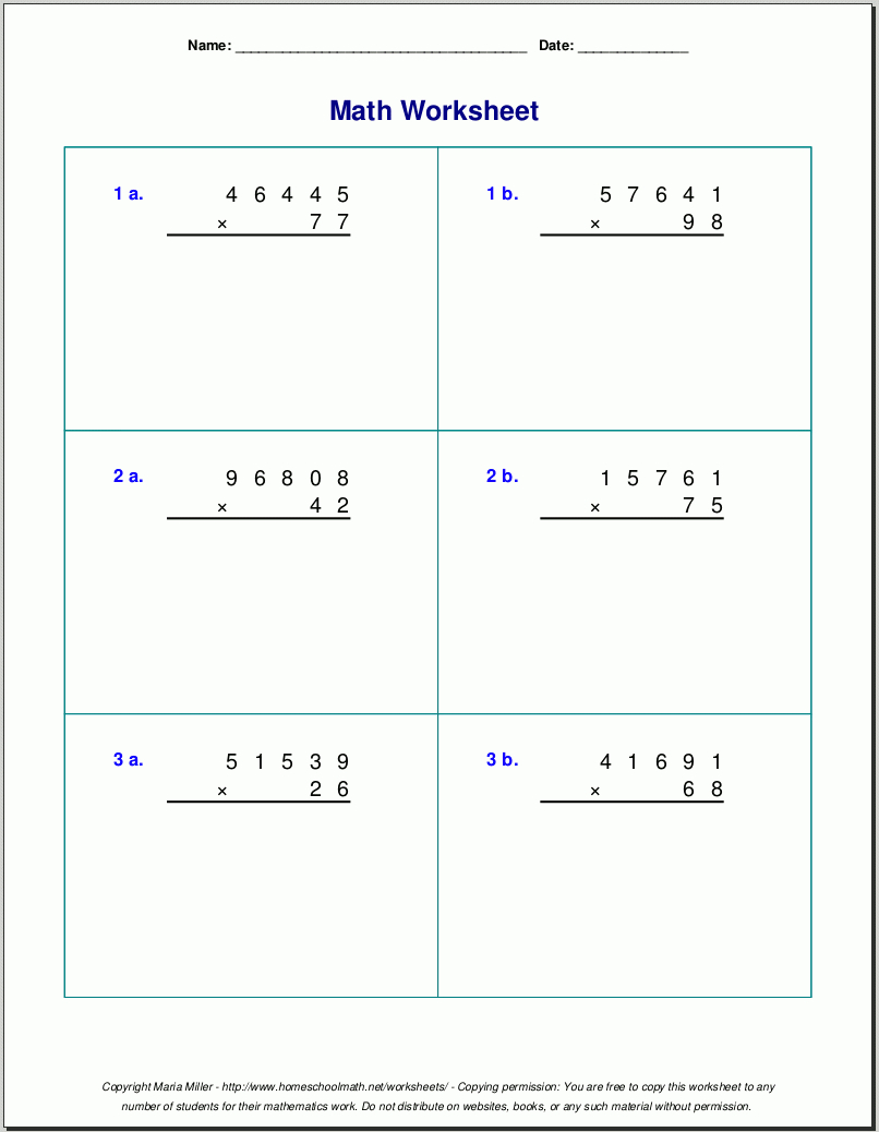 Grade 5 Multiplication Worksheets intended for Multiplication Worksheets Year 5 Australia