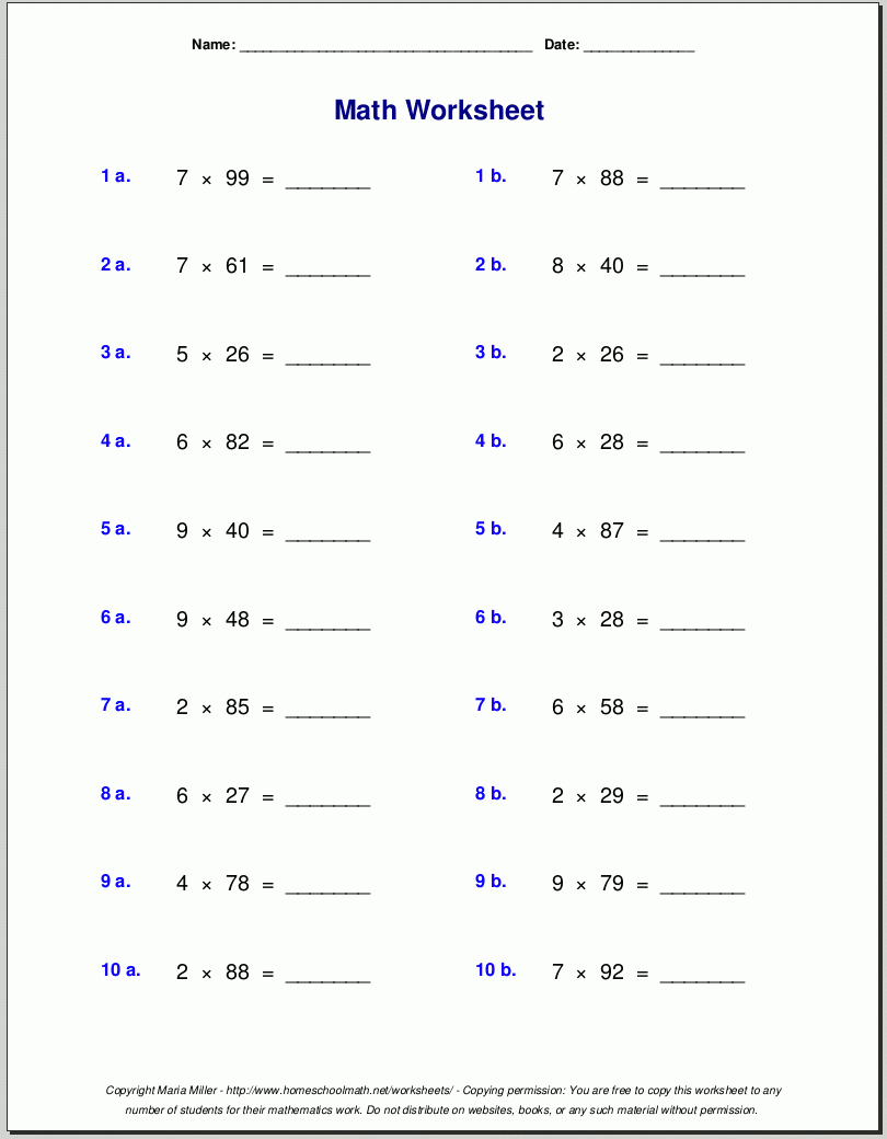 Grade 5 Multiplication Worksheets pertaining to Printable Multiplication Problems For 5Th Grade Grade 5 Multiplication Worksheets pertaining to Printable Multiplication Problems For 5Th Grade