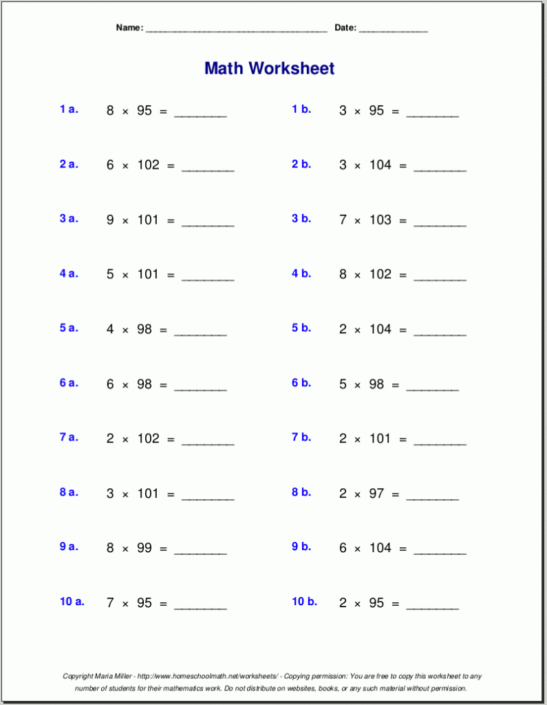 Grade 5 Multiplication Worksheets Throughout Multiplication Printables 5Th Grade