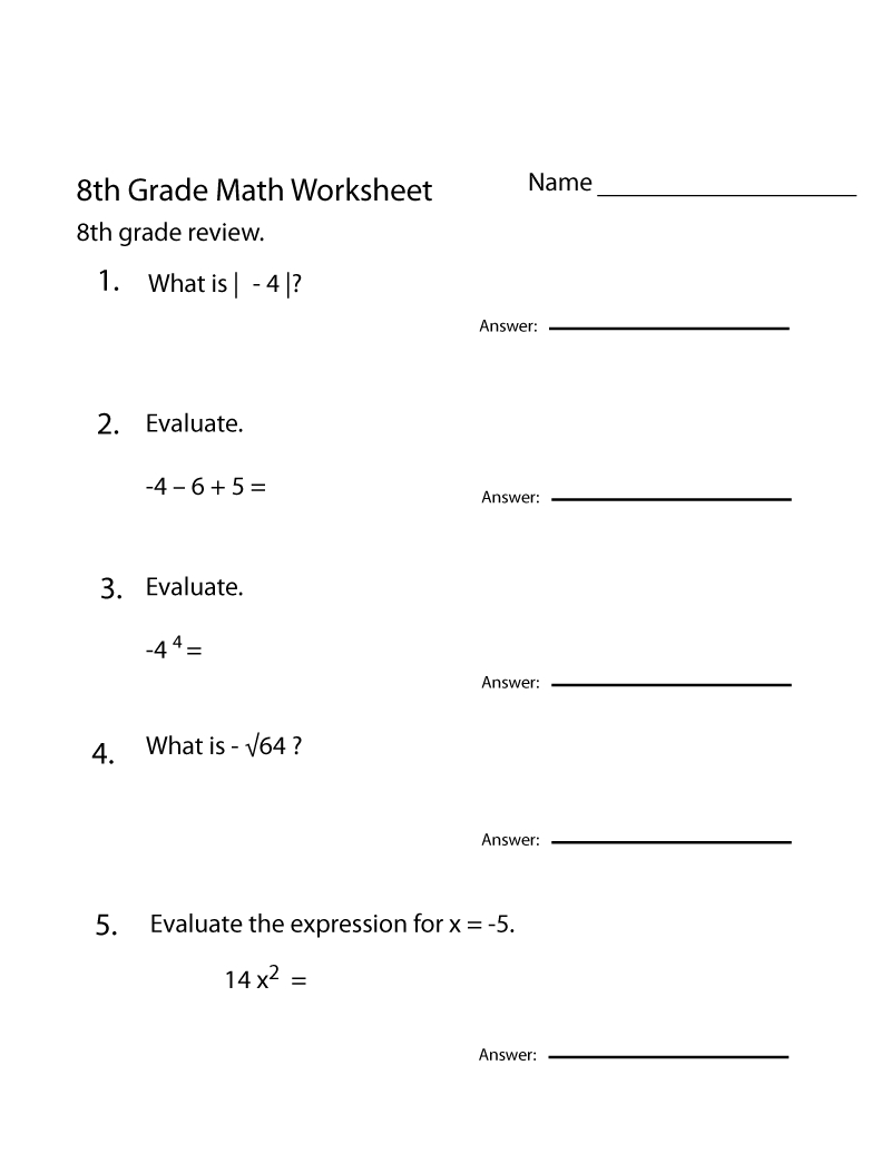 8th Grade Multiplication Worksheets