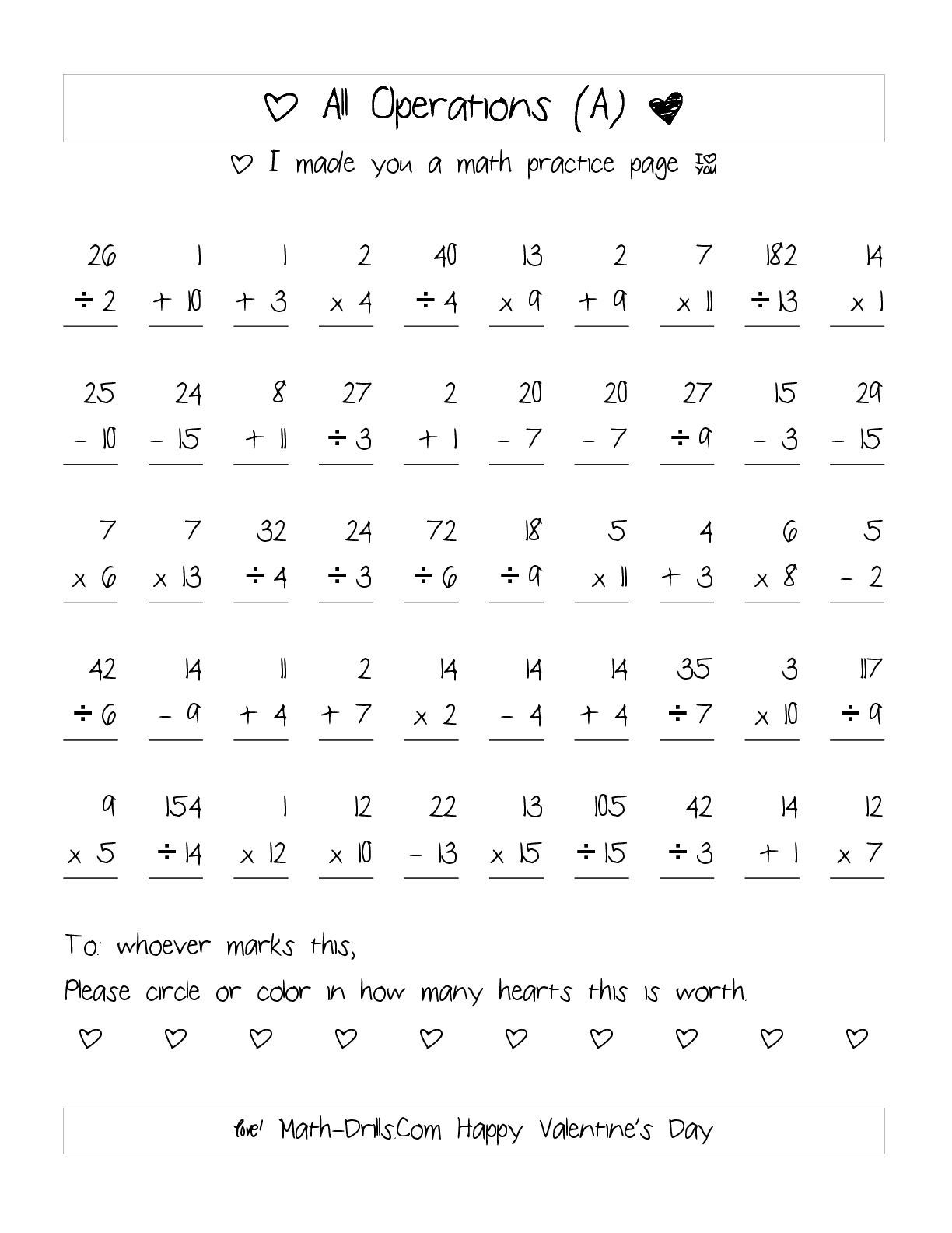 Hearts Math Worksheets Printable | Printable Worksheets And within Multiplication Worksheets Valentines