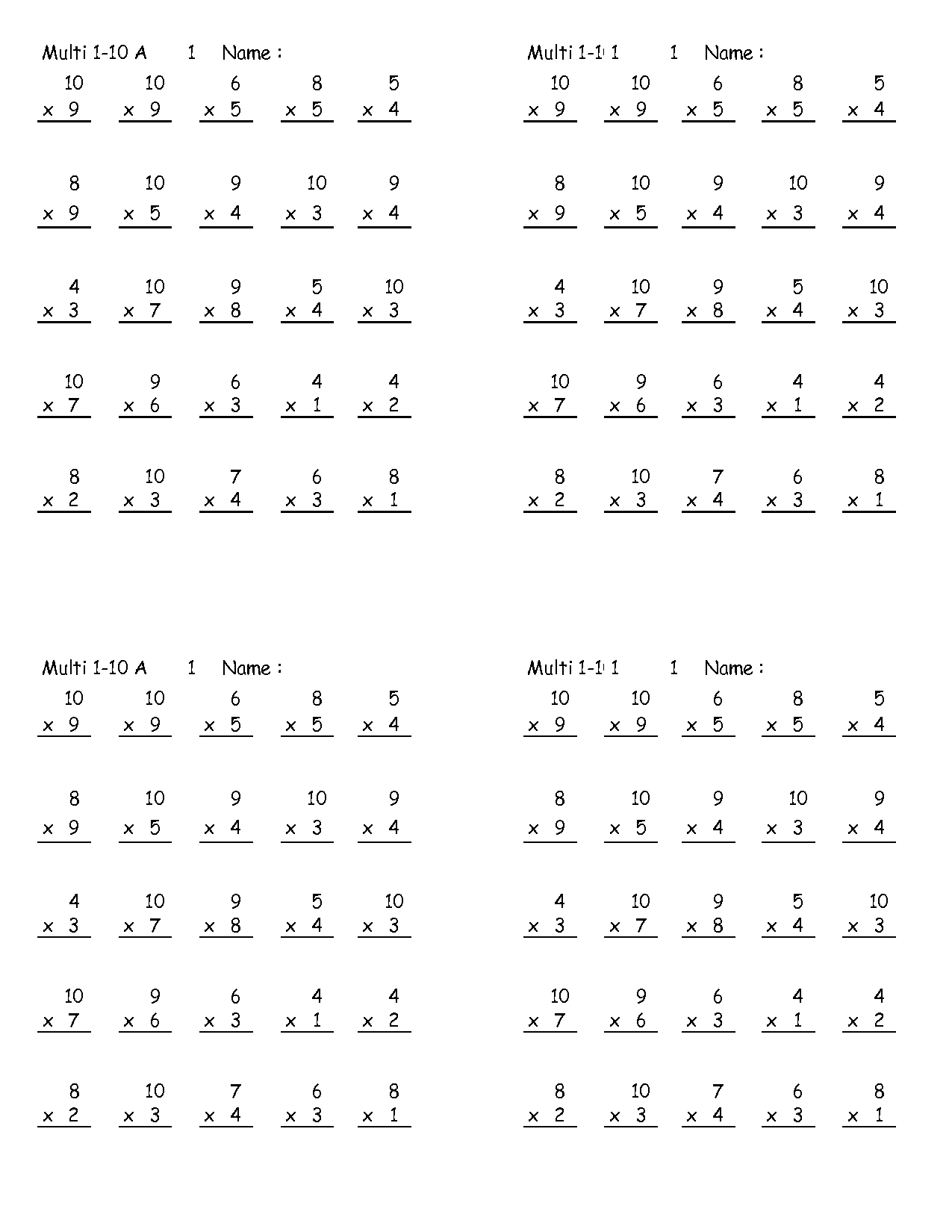 Italian Worksheet Grade 5 | Printable Worksheets And for Multiplication Worksheets Year 5/6