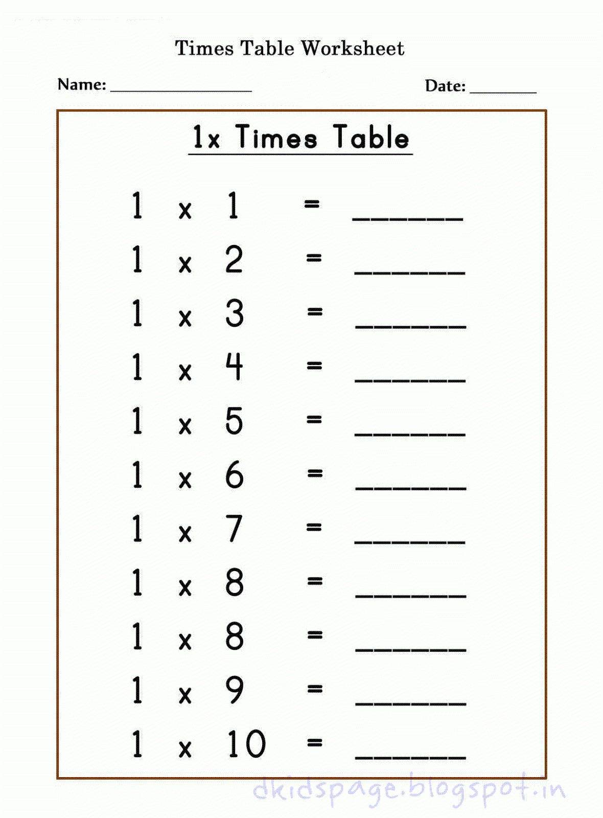 Kids Page: Printable 1 X Times Table Worksheets For Free with Multiplication Worksheets 6 And 7 Times Tables Kids Page: Printable 1 X Times Table Worksheets For Free with Multiplication Worksheets 6 And 7 Times Tables