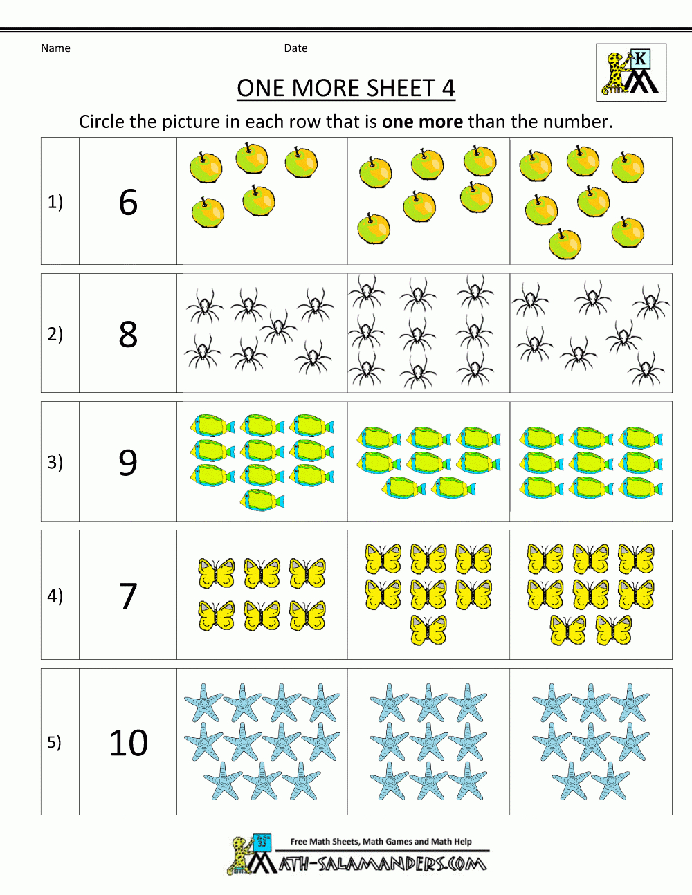 Kindergarten Math Worksheets Printable - One More for Multiplication Worksheets Kindergarten