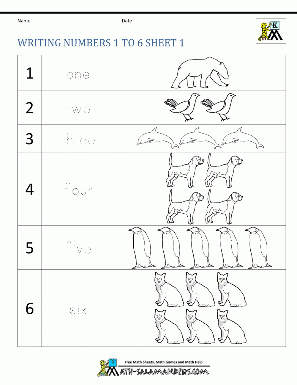 Kindergarten Number Worksheets within Multiplication Worksheets Numbers 1-10
