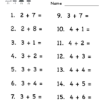 Kindergarten Practice Adding Math Worksheet Printable | Kids inside Multiplication Worksheets Kindergarten