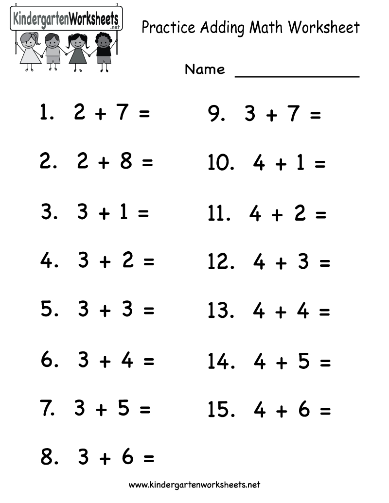Kindergarten Practice Adding Math Worksheet Printable | Kids inside Multiplication Worksheets Kindergarten