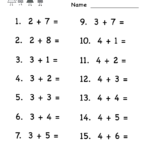 Kindergarten Practice Adding Math Worksheet Printable | Kids within Multiplication Worksheets Kinder