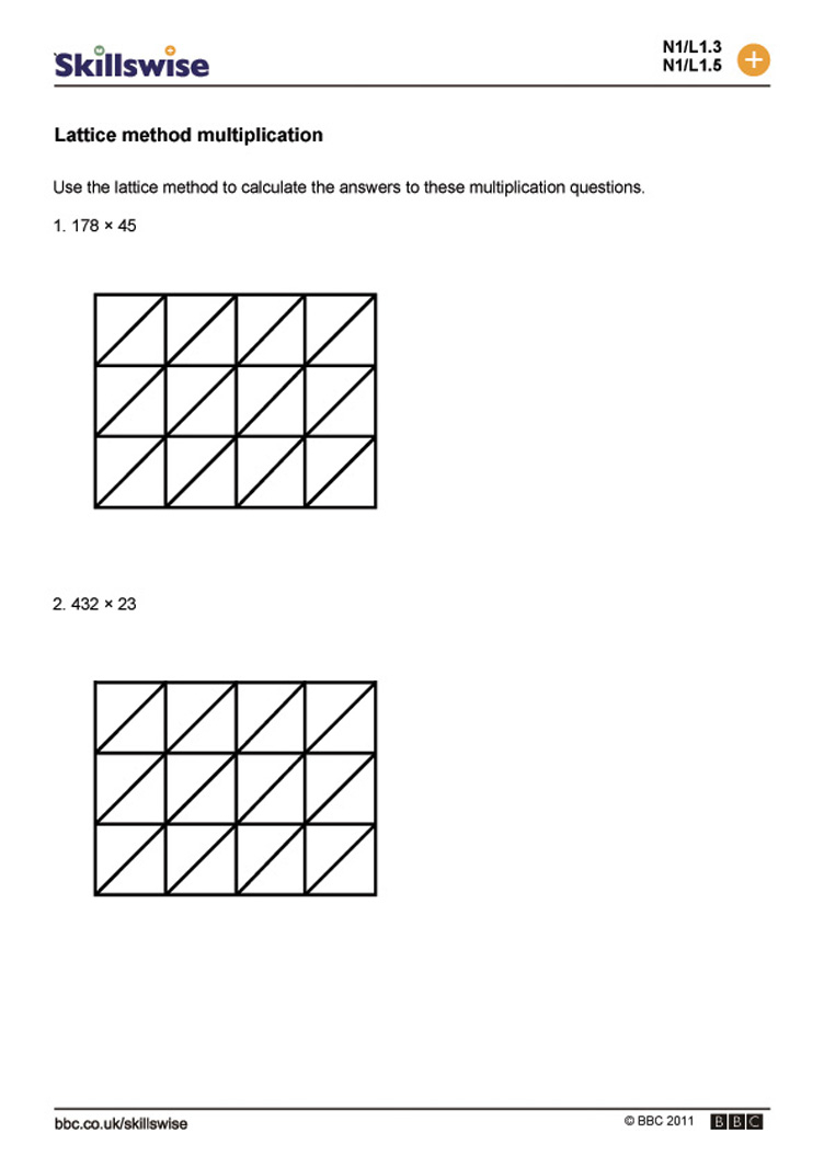 Lattice Multiplication Worksheets &amp;amp; 2 Digit Times 1 Digit for Multiplication Worksheets Lattice Method