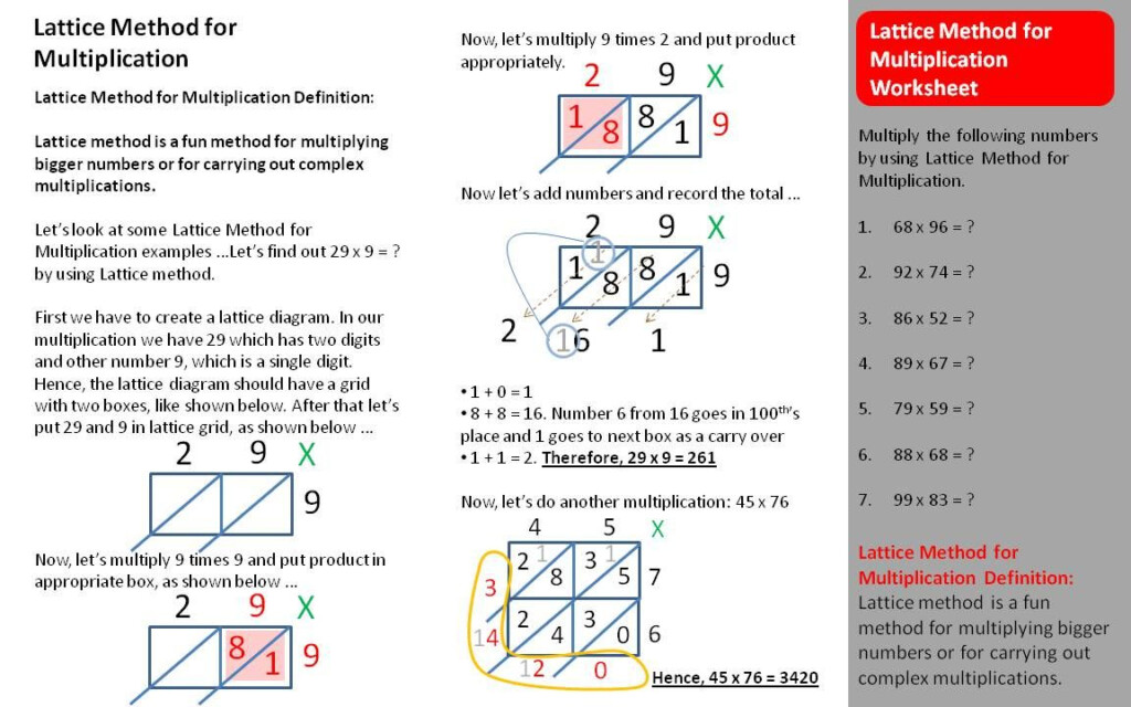 Lattice Multiplication Worksheets |  Multiplication With Regard To Multiplication Worksheets Lattice Method