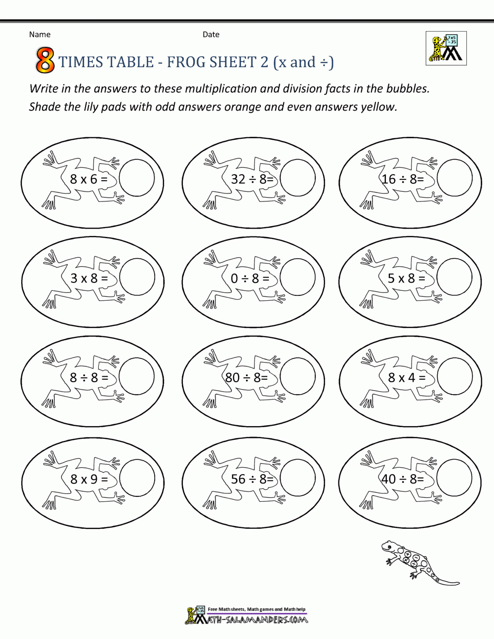 Learning Times Table Worksheets - 8 Times Table pertaining to Printable Multiplication Table