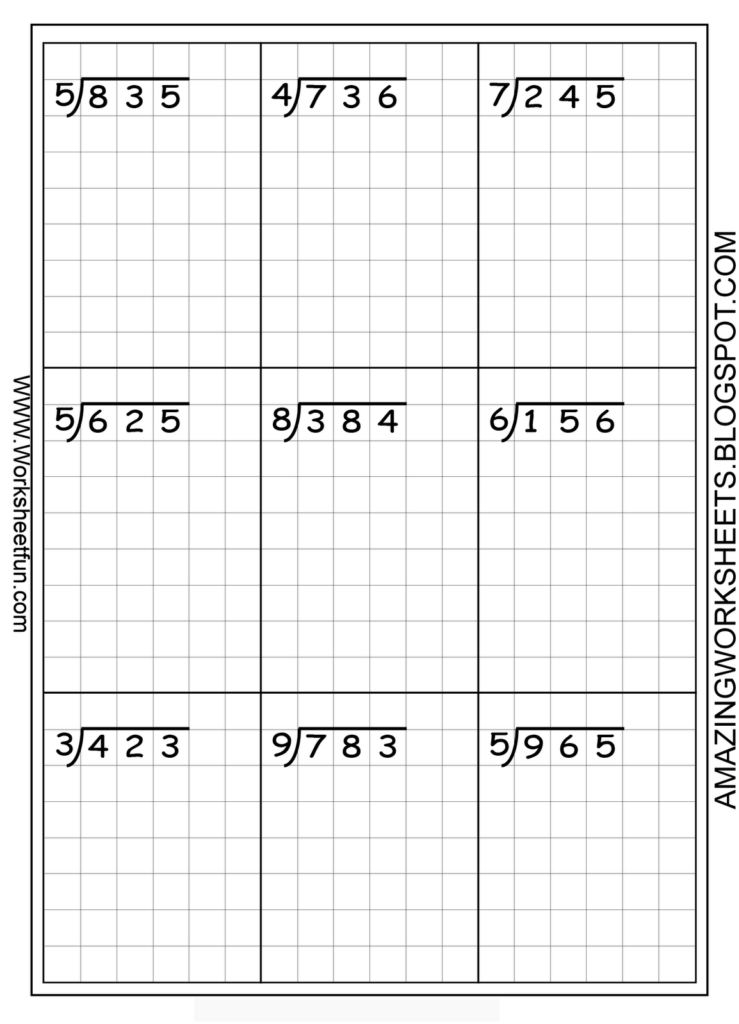 Long Division Worksheets  Free Using Graph Paper Keeps Intended For Multiplication Worksheets On Graph Paper