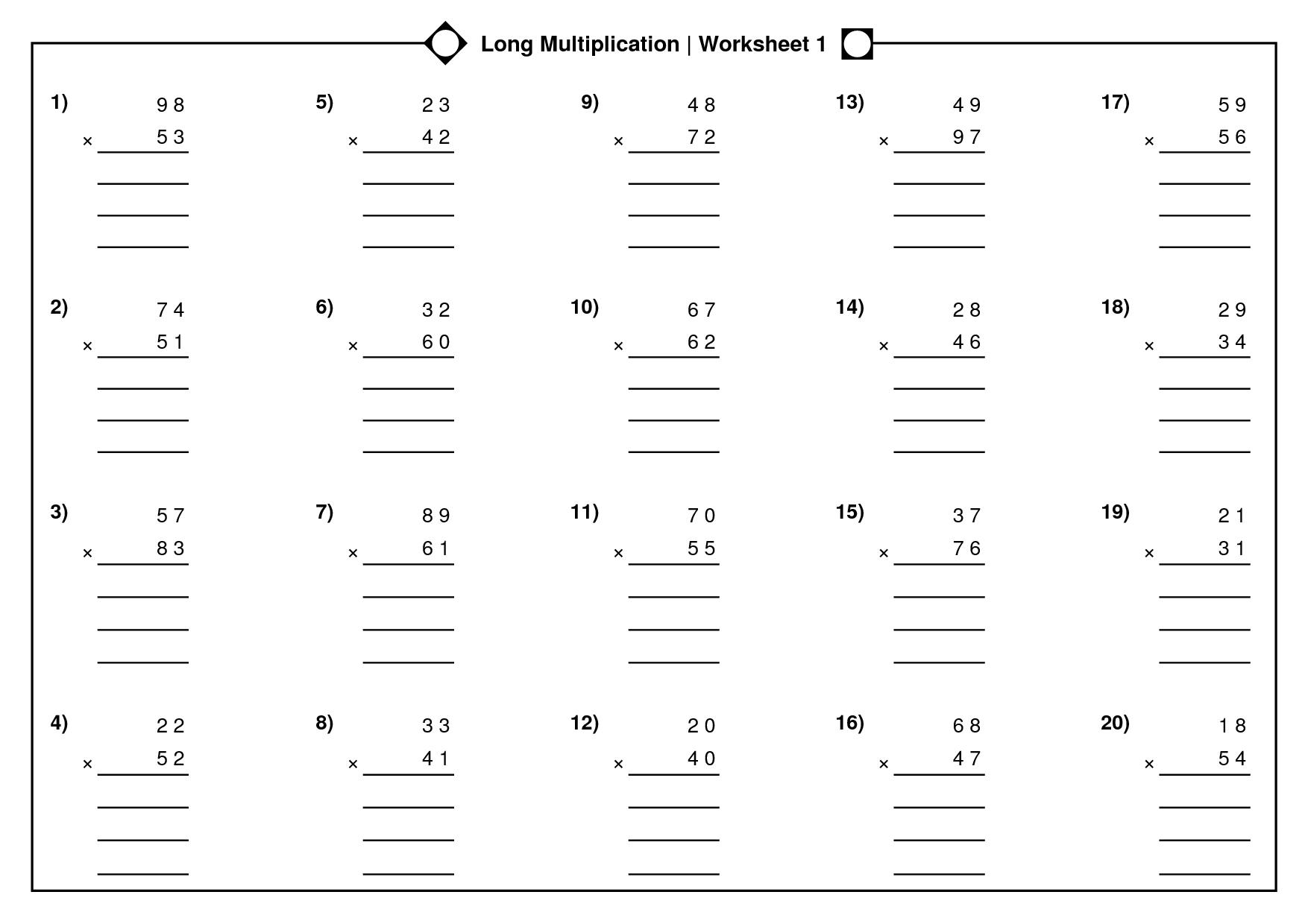 Long Multiplication Worksheets – Mreichert Kids Worksheets throughout Worksheets Long Multiplication