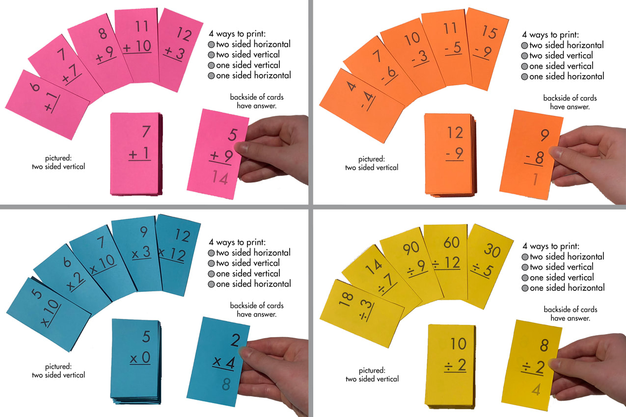 Math Flash Cards. All Facts Through 12. Addition in Free Printable Horizontal Multiplication Flash Cards