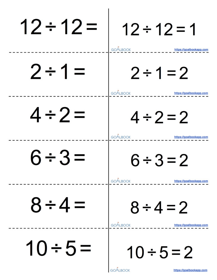 Printable Multiplication And Division Flash Cards