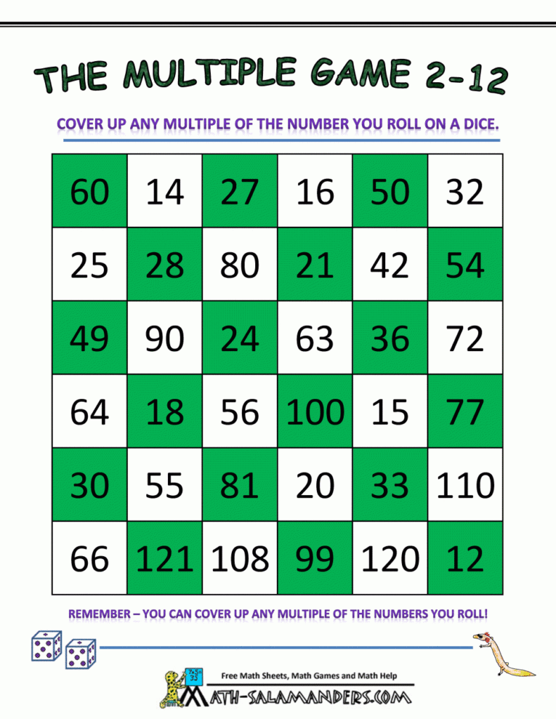 Math Games Using Dice The Multiple Game 2 To 12 | Math Throughout Printable Multiplication Math Games 4Th Grade Math Games Using Dice The Multiple Game 2 To 12 | Math Throughout Printable Multiplication Math Games 4Th Grade
