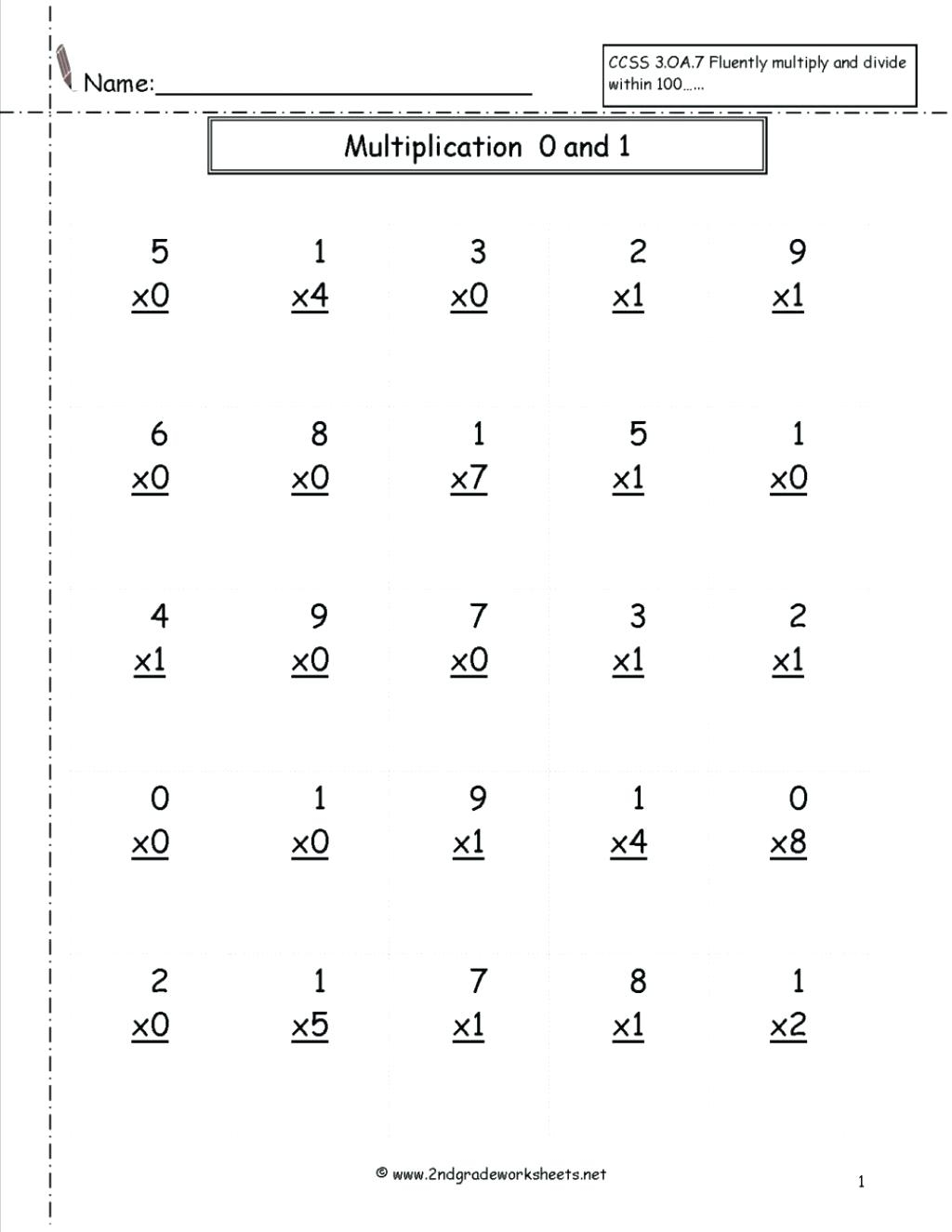 Math Multiplication Test Math Worksheets Multiplication for Worksheets Multiplication Grade 1