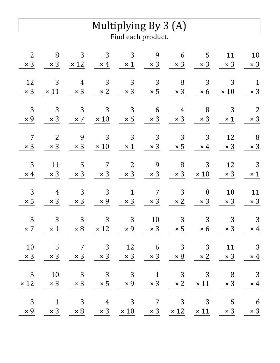 Math Multiplication Worksheets 5S | Printable Worksheets And with regard to Multiplication Worksheets X3