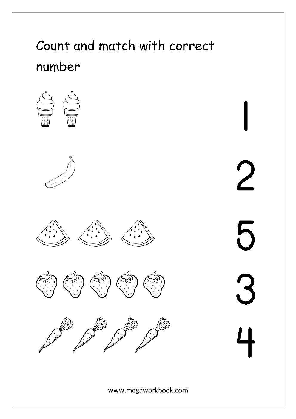 Math Worksheet - Count And Match With Number (1-5 within Multiplication Worksheets Numbers 1-5