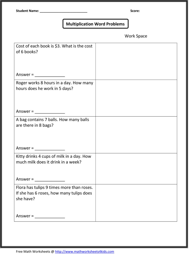 Math Worksheetsgrade And Subject Matter | Word Problems Within Printable Multiplication Word Problems