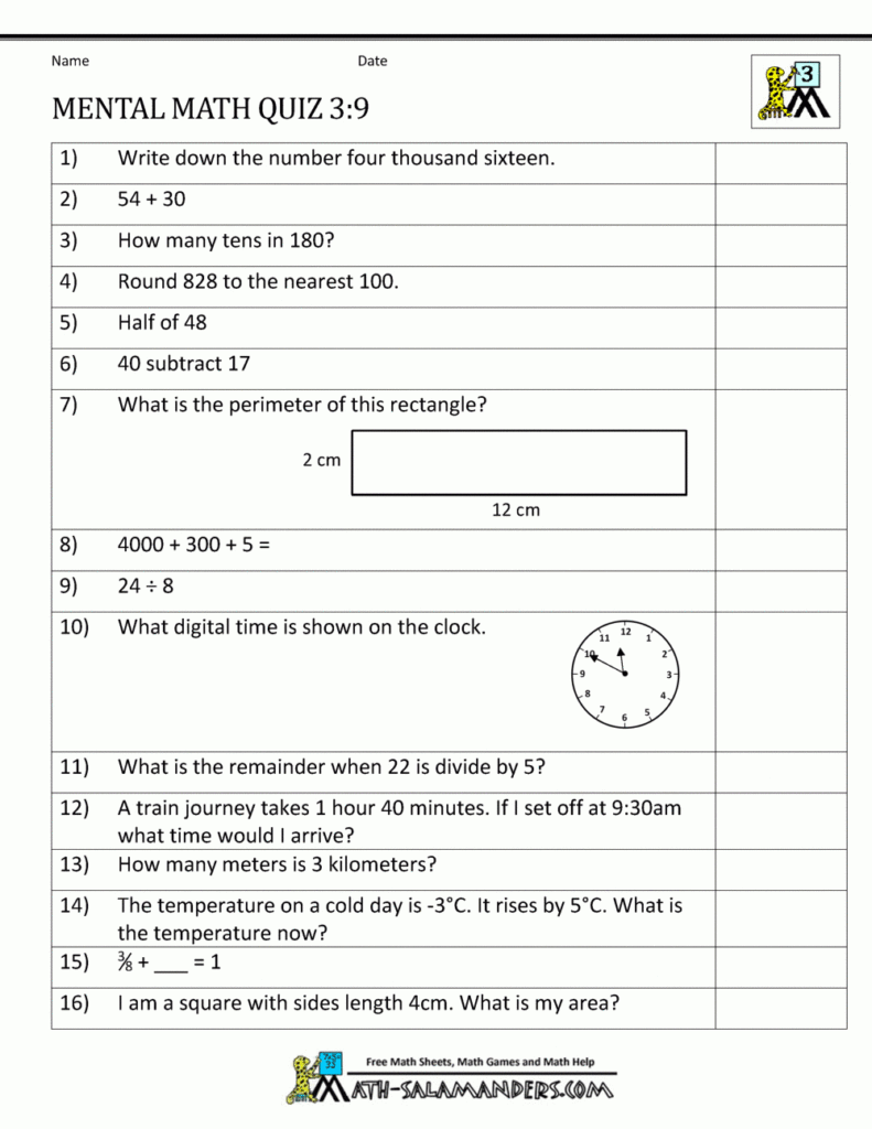 Mental Math 3Rd Grade regarding Printable Multiplication Worksheets 5's
