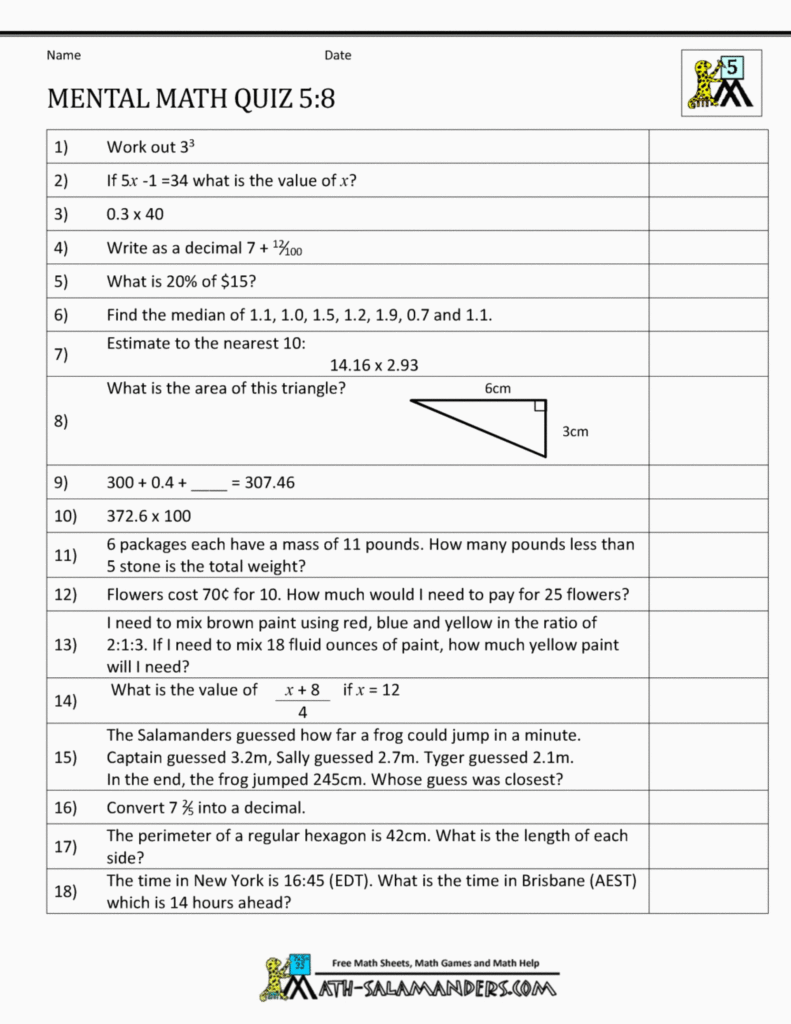 Mental Math Worksheets Grade 8 | Printable Worksheets And With Regard To 8&#039;s Multiplication Worksheets