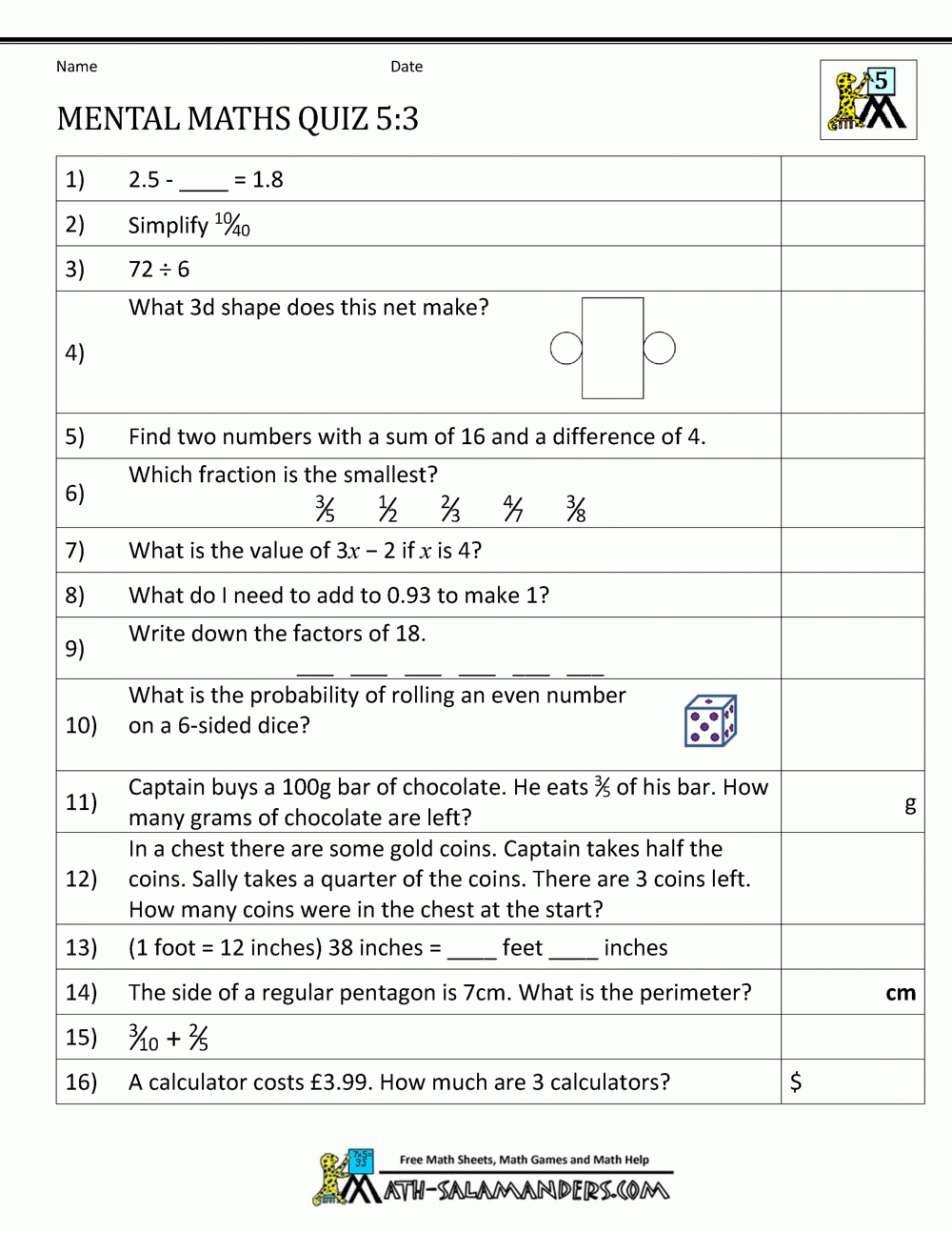 Mental Maths Practise Year 5 Worksheets regarding Multiplication Worksheets Year 5 Australia