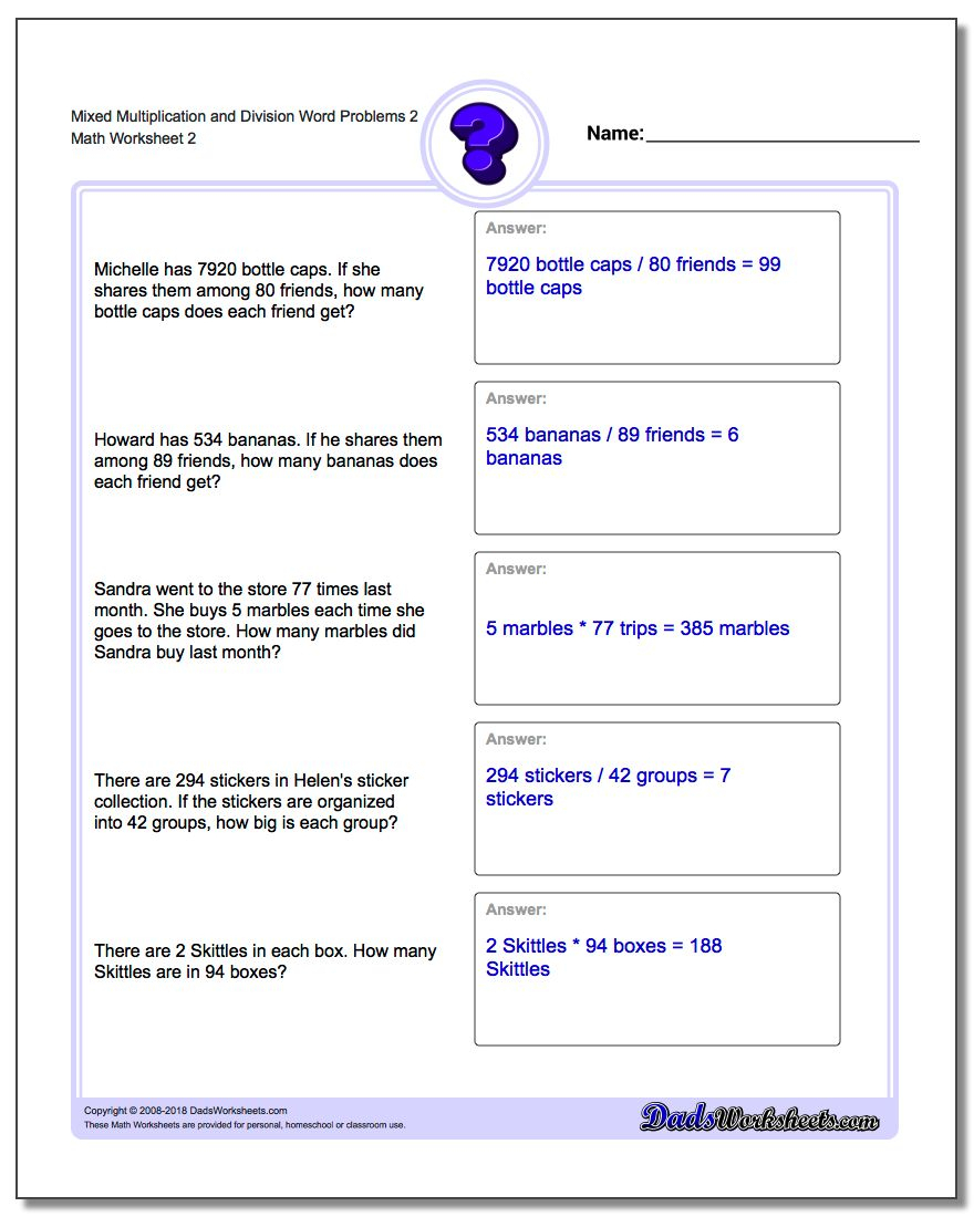Mixed Multiplication And Division Word Problems within Worksheets Multiplication And Division Word Problems