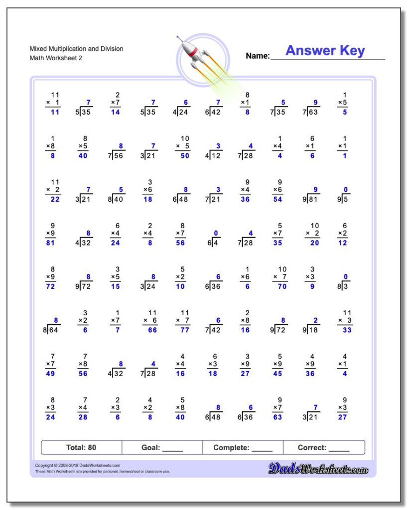 Mixed Multiplication And Division Worksheets intended for Worksheets On Multiplication