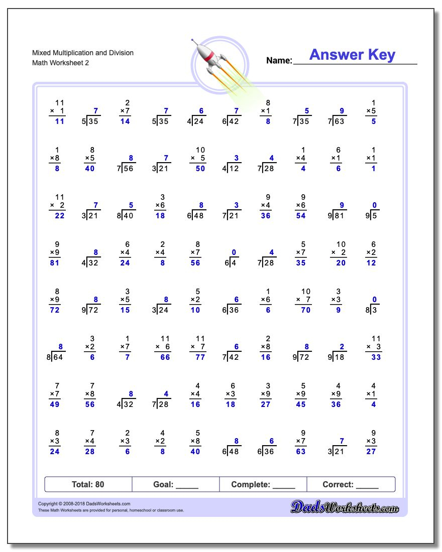 Mixed Multiplication And Division Worksheets intended for Worksheets On Multiplication